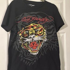 Ed Hardy Black Tee with Tiger Design